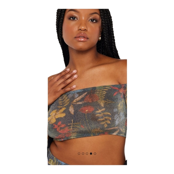 SAVAGE X FENTY TROPHY WIFE CHEEKY SLEEP SHORT & CROP TOP SET ISLAND PRINT SZ L - Picture 8 of 15